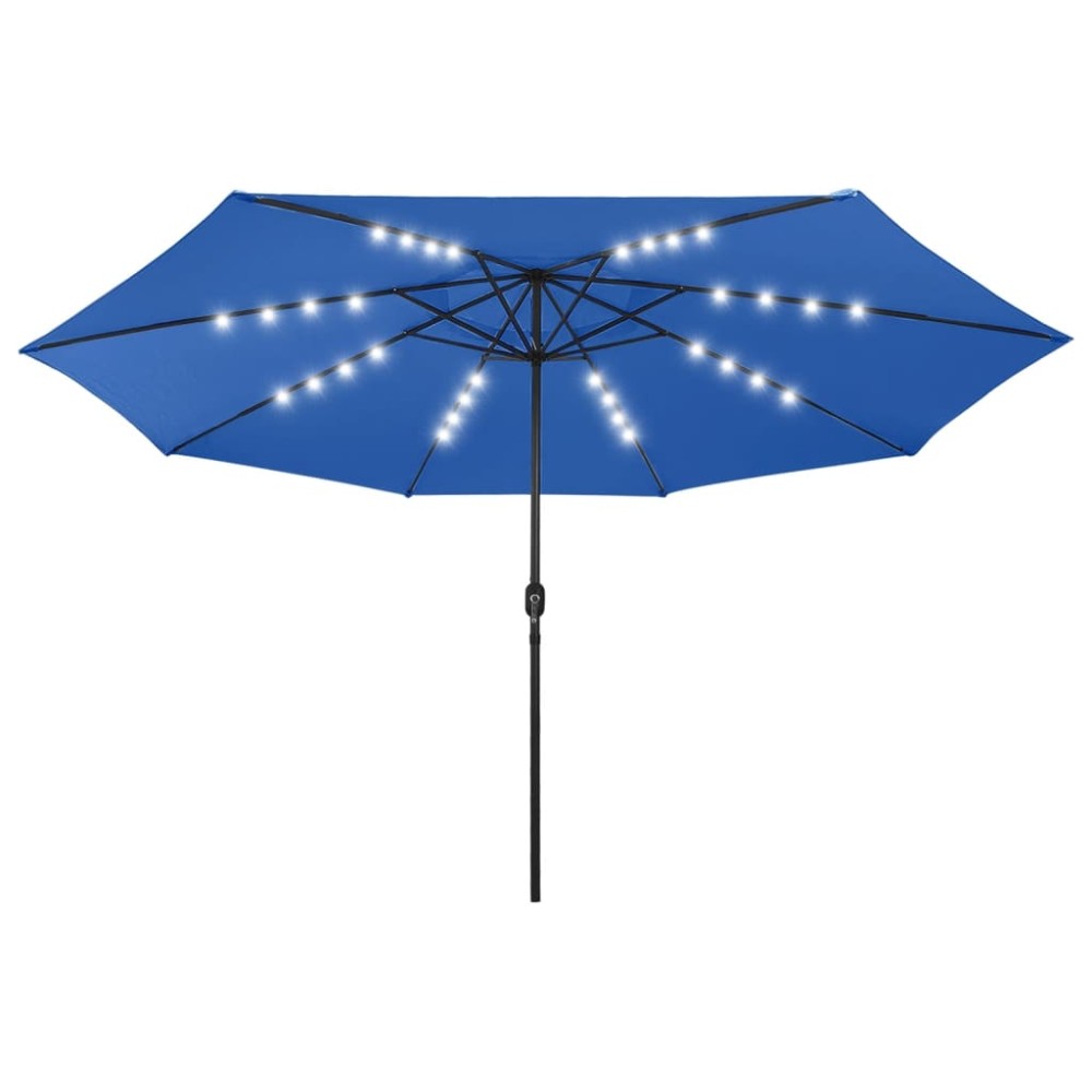 vidaXL Umbrelă de soare de grădină cu LED-uri, albastru azuriu, 400 cm