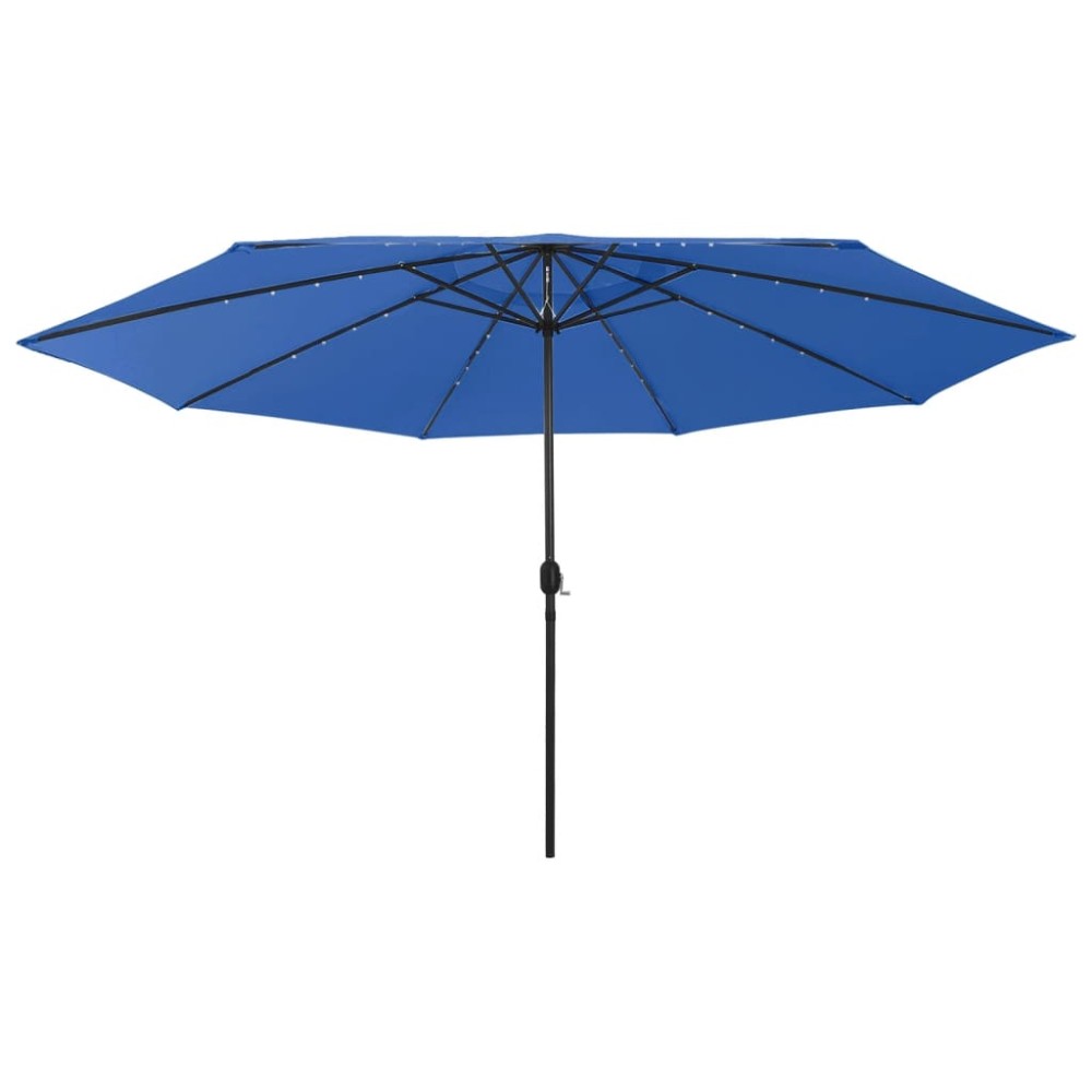 vidaXL Umbrelă de soare de grădină cu LED-uri, albastru azuriu, 400 cm