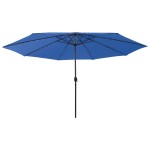 vidaXL Umbrelă de soare de grădină cu LED-uri, albastru azuriu, 400 cm
