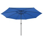 vidaXL Umbrelă de soare de grădină cu LED-uri, albastru azuriu, 400 cm