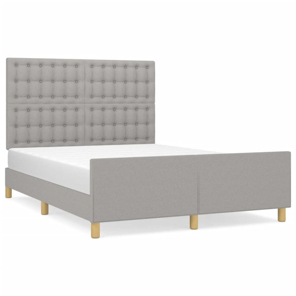 vidaXL Cadru de pat fără saltea, gri deschis, 140x190 cm, textil