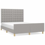 vidaXL Cadru de pat fără saltea, gri deschis, 140x190 cm, textil