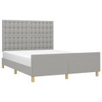 vidaXL Cadru de pat fără saltea, gri deschis, 140x190 cm, textil