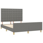 vidaXL Cadru de pat fără saltea, gri închis, 140x190 cm, textil