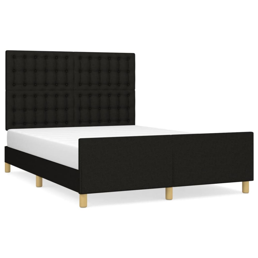 vidaXL Cadru de pat fără saltea, negru, 140x190 cm, textil