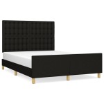vidaXL Cadru de pat fără saltea, negru, 140x190 cm, textil