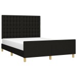vidaXL Cadru de pat fără saltea, negru, 140x190 cm, textil