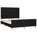vidaXL Cadru de pat fără saltea, negru, 140x190 cm, textil
