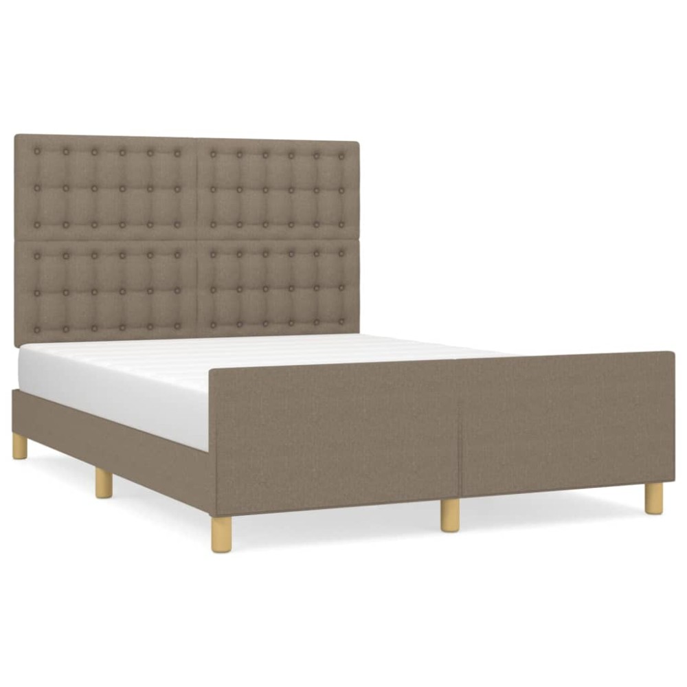 vidaXL Cadru de pat fără saltea, gri taupe, 140x190 cm, textil