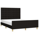 vidaXL Cadru de pat fără saltea, negru, 140x200 cm, textil vidaXL Cadru de pat fără saltea, negru, 140x200 cm, textil