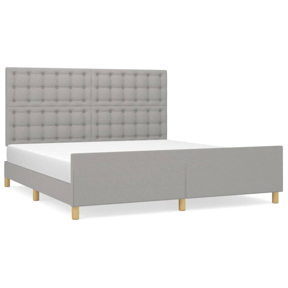 vidaXL Cadru de pat cu tăblie, gri deschis, 180x200 cm, textil