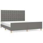 vidaXL Cadru de pat cu tăblie, gri închis, 180x200 cm, textil vidaXL Cadru de pat cu tăblie, gri închis, 180x200 cm, textil