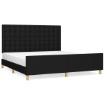 vidaXL Cadru de pat cu tăblie, negru, 180x200 cm, textil vidaXL Cadru de pat cu tăblie, negru, 180x200 cm, textil