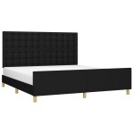 vidaXL Cadru de pat cu tăblie, negru, 180x200 cm, textil vidaXL Cadru de pat cu tăblie, negru, 180x200 cm, textil