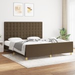 vidaXL Cadru de pat cu tăblie, maro închis, 180x200 cm, textil vidaXL Cadru de pat cu tăblie, maro închis, 180x200 cm, textil