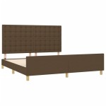 vidaXL Cadru de pat cu tăblie, maro închis, 180x200 cm, textil vidaXL Cadru de pat cu tăblie, maro închis, 180x200 cm, textil
