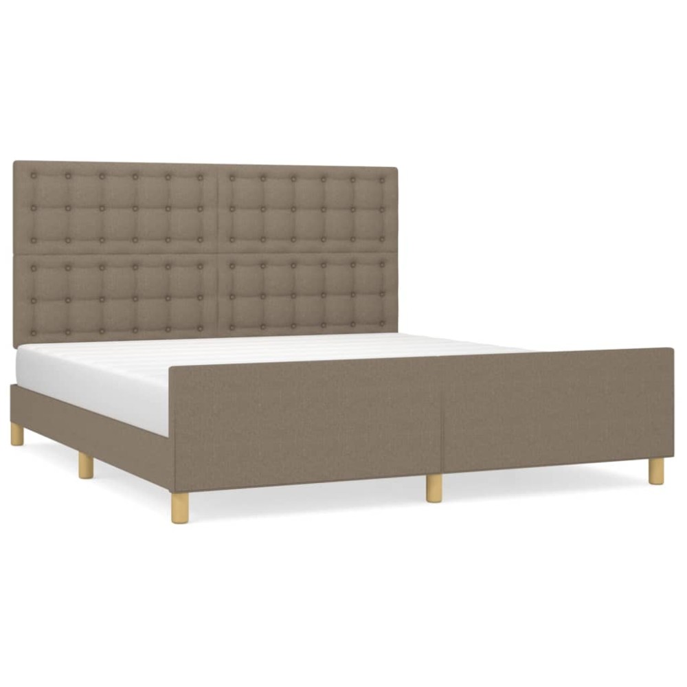 vidaXL Cadru de pat cu tăblie, gri taupe, 180x200 cm, textil