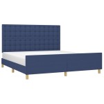 vidaXL Cadru de pat cu tăblie, albastru, 180x200 cm, textil vidaXL Cadru de pat cu tăblie, albastru, 180x200 cm, textil