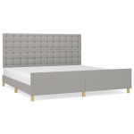vidaXL Cadru de pat fără saltea, gri deschis, 200x200 cm, textil