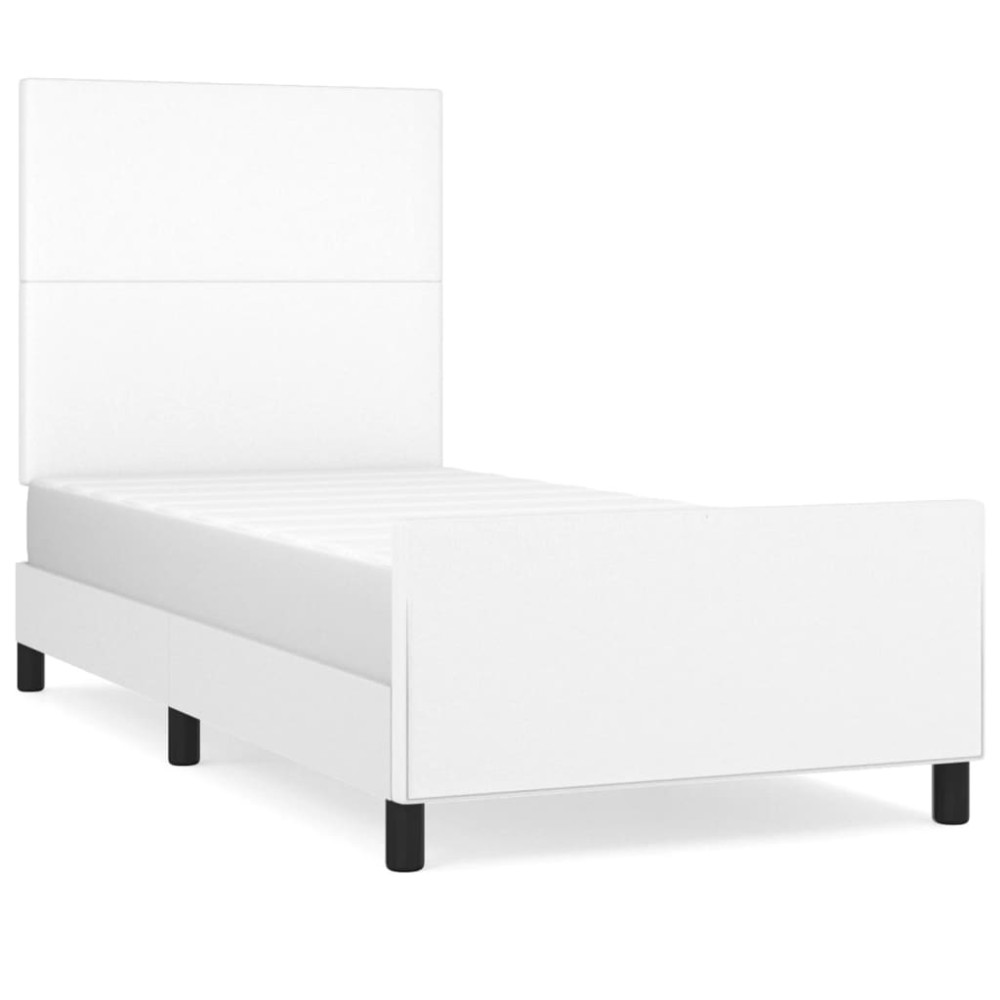 vidaXL Cadru de pat cu tăblie, alb, 80x200 cm, piele ecologică
