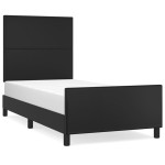 vidaXL Cadru de pat cu tăblie, negru, 90x190 cm, piele ecologică vidaXL Cadru de pat cu tăblie, negru, 90x190 cm, piele ecologică