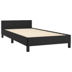 vidaXL Cadru de pat cu tăblie, negru, 90x190 cm, piele ecologică vidaXL Cadru de pat cu tăblie, negru, 90x190 cm, piele ecologică