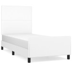 vidaXL Cadru de pat cu tăblie, alb, 90x190 cm, piele ecologică vidaXL Cadru de pat cu tăblie, alb, 90x190 cm, piele ecologică