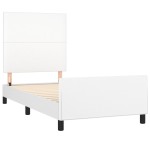 vidaXL Cadru de pat cu tăblie, alb, 90x190 cm, piele ecologică vidaXL Cadru de pat cu tăblie, alb, 90x190 cm, piele ecologică