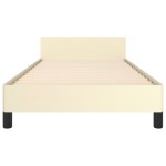 vidaXL Cadru de pat cu tăblie, crem, 90x190 cm, piele ecologică vidaXL Cadru de pat cu tăblie, crem, 90x190 cm, piele ecologică