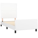 vidaXL Cadru de pat cu tăblie, alb, 90x200 cm, piele ecologică