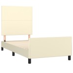 vidaXL Cadru de pat cu tăblie, crem, 90x200 cm, piele ecologică