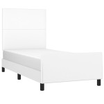 vidaXL Cadru de pat cu tăblie, alb, 100x200 cm, piele ecologică vidaXL Cadru de pat cu tăblie, alb, 100x200 cm, piele ecologică