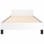 vidaXL Cadru de pat cu tăblie, alb, 100x200 cm, piele ecologică vidaXL Cadru de pat cu tăblie, alb, 100x200 cm, piele ecologică