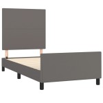 vidaXL Cadru de pat cu tăblie, gri, 100x200 cm, piele ecologică