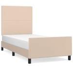 vidaXL Cadru de pat cu tăblie, cappuccino, 100x200 cm, piele ecologică vidaXL Cadru de pat cu tăblie, cappuccino, 100x200 cm, piele ecologică