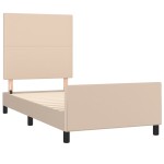 vidaXL Cadru de pat cu tăblie, cappuccino, 100x200 cm, piele ecologică vidaXL Cadru de pat cu tăblie, cappuccino, 100x200 cm, piele ecologică