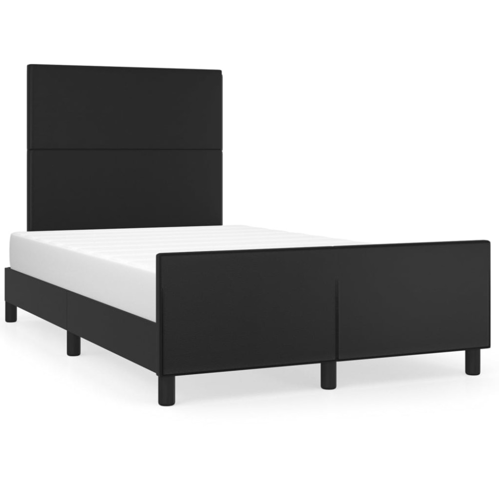 vidaXL Cadru de pat cu tăblie, negru, 120x200 cm, piele ecologică