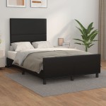 vidaXL Cadru de pat cu tăblie, negru, 120x200 cm, piele ecologică vidaXL Cadru de pat cu tăblie, negru, 120x200 cm, piele ecologică