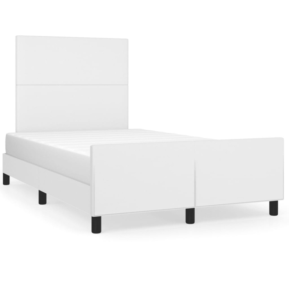 vidaXL Cadru de pat cu tăblie, alb, 120x200 cm, piele ecologică