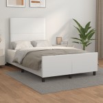 vidaXL Cadru de pat cu tăblie, alb, 120x200 cm, piele ecologică vidaXL Cadru de pat cu tăblie, alb, 120x200 cm, piele ecologică