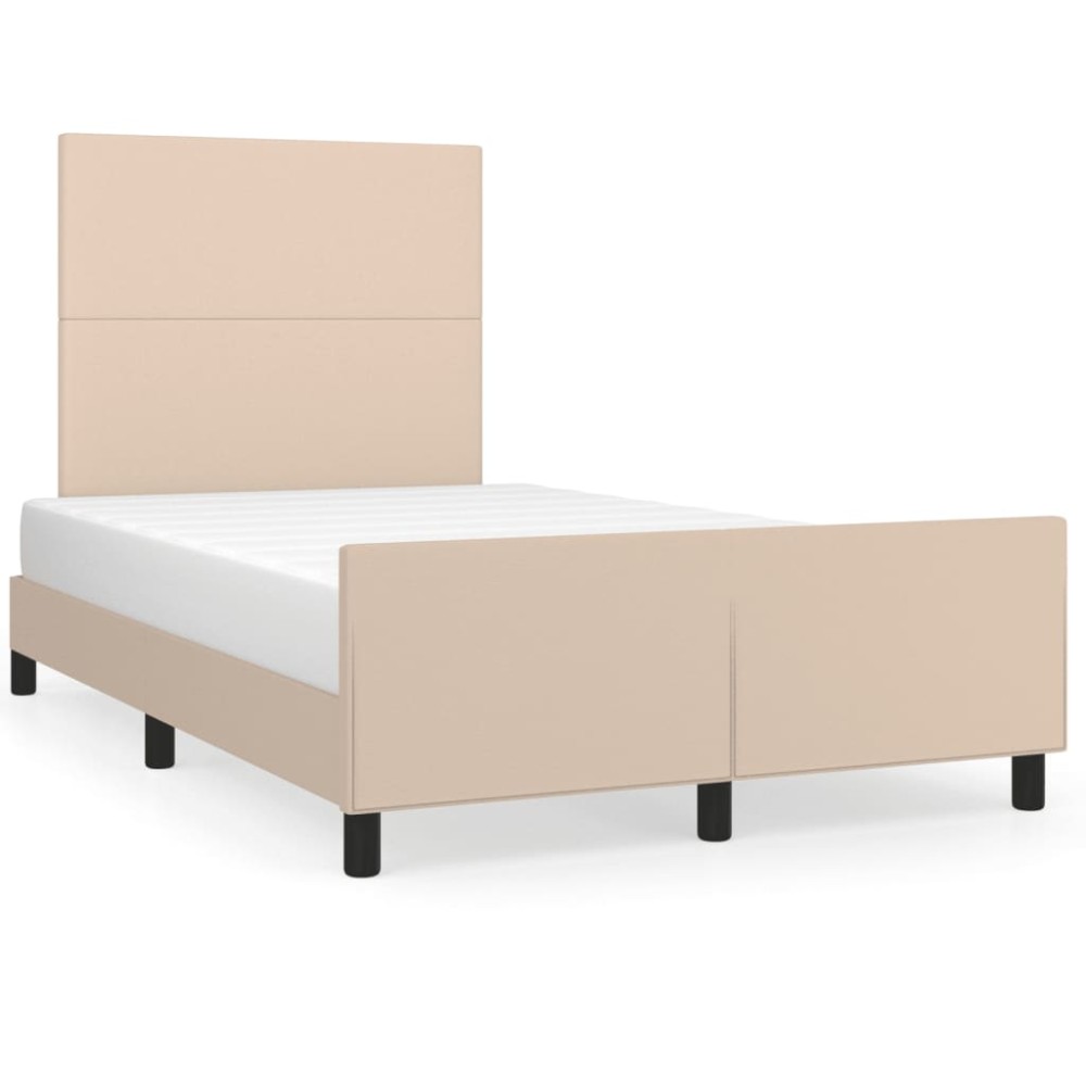 vidaXL Cadru de pat cu tăblie, cappuccino, 120x200 cm, piele ecologică