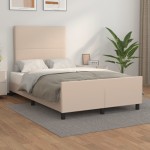 vidaXL Cadru de pat cu tăblie, cappuccino, 120x200 cm, piele ecologică vidaXL Cadru de pat cu tăblie, cappuccino, 120x200 cm, piele ecologică