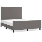 vidaXL Cadru de pat cu tăblie, gri, 140x190 cm, piele ecologică vidaXL Cadru de pat cu tăblie, gri, 140x190 cm, piele ecologică