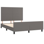 vidaXL Cadru de pat cu tăblie, gri, 140x190 cm, piele ecologică vidaXL Cadru de pat cu tăblie, gri, 140x190 cm, piele ecologică