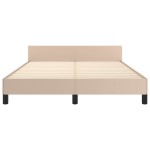 vidaXL Cadru de pat cu tăblie, cappuccino, 140x190 cm, piele ecologică vidaXL Cadru de pat cu tăblie, cappuccino, 140x190 cm, piele ecologică