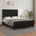 vidaXL Cadru de pat cu tăblie, negru, 140x200 cm, piele ecologică vidaXL Cadru de pat cu tăblie, negru, 140x200 cm, piele ecologică