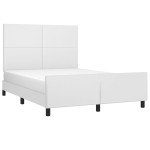vidaXL Cadru de pat cu tăblie, alb, 140x200 cm, piele ecologică vidaXL Cadru de pat cu tăblie, alb, 140x200 cm, piele ecologică