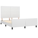 vidaXL Cadru de pat cu tăblie, alb, 140x200 cm, piele ecologică vidaXL Cadru de pat cu tăblie, alb, 140x200 cm, piele ecologică