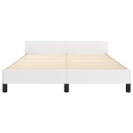 vidaXL Cadru de pat cu tăblie, alb, 140x200 cm, piele ecologică vidaXL Cadru de pat cu tăblie, alb, 140x200 cm, piele ecologică