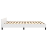 vidaXL Cadru de pat cu tăblie, alb, 140x200 cm, piele ecologică vidaXL Cadru de pat cu tăblie, alb, 140x200 cm, piele ecologică